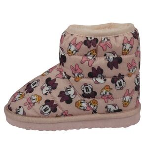 Disney Minnie Daisy Duck Girls Toddler Winter Boots Pink White Fur Lined Sz 10
